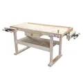 Holzmann Hobelbank Werkbank WB160L mit zwei Hobelbankzangen Metallbankhaken