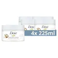 Dove Creme-Dusch-Peeling Macadamia & Reismilch Scrub Körper Peeling für geschmeidige Haut Hautpflege mit Jojobawachs-Perlen 4x 225 ml