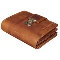 STILORD "Reese Elegante Geldbörse mit RFID Schutz Damen Herren Echtleder Portemonnaie mit Schnappverschluss Hochformat - Retro Trifold Leder Brieftasche mit Geschenkbox Farbe:Kara - Cognac