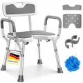 KESSER® Duschhocker mit Lehne für Senioren & Schwangere Duschsitz | Badhocker 150KG belastbar 6 Stufen 38-54cm höhenverstellbar | Duschhilfe Duschstuhl