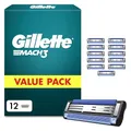Gillette Mach 3 Klingen Herren, 12 Original Rasierklingen, Blau - Ersatzklingen Männer für Nassrasierer mit Gleitstreifen für Ein Sanftes Gleiten Und Klingenbeschichtung