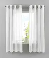 YASMIN 2er Set Ösengardinen HxB 175x140 cm Weiß Transparent »Basel« Gardine Bleiband Store Vorhang, 20332TR2