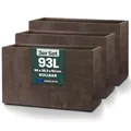 Kreher® XXL Sichtschutz Pflanzkasten hoch 93L - 98x38,5x62 cm - doppelwandig & rollbar, mit Entwässerungsstopfen - wetterfest - Naturstein Optik (3, Braun)