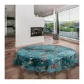 laro Tischdecke Wachstuch-Tischdecken Kirschblüten Blau Rund 140cm