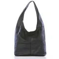 Anna Morellini Leder-Schultertasche "Barga" in Schwarz - (B)33 x (H)32 x (T)16 cm