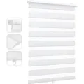 Sekey Doppelrollo Schnurlos Klemmfix ohne Bohren Sichtschutz Weiß 40x130cm