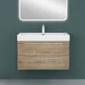 Mai & Mai Badmöbelset Komplett Set Waschbeckenunterschrank 90cm Unterschrank mit Waschschbecken aus Mineralguss Quadratto