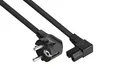 kabelmeister Netzkabel Schutzkontakt-Stecker Typ E+F (90° gewinkelt) an Warmgeräte-Buchse C15 (rechts gewinkelt)- schwarz - 1,50mm² - 5m