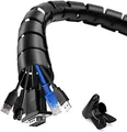 shinfly 2 x 10m Kabelschlauch Selbstschließend, Durchmesser 22mm/28mm Flexibel Kabelkanal mit 1 Drahtführungsclip, Kabelschutz Kabelmanagement für TV Computer - Schwarz