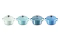 Le Creuset 4er-Set Mini Cocottes aus Steinzeug, je 200 ml, 10 x 5 cm, Metallics Blau-Grün (Cool Mint/Karibik/Deep Teal/Marseille), 69212108139131