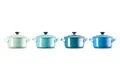 LE CREUSET Snackschale Mini Cocottes, je 200 ml, 10 x 5 cm, Steinzeug, (Set, 4-tlg), Metallics (Cool Mint/Karibik/Deep Teal/Marseille), 69212108139131