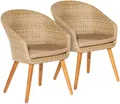 MERXX Gartenstuhl Arrone (Set, 2 St), 2er Set, Alu/Polyrattan/Akazie, beige, inkl. Auflage