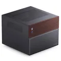 Jonsbo N4 NAS Gehäuse Schwarz – Kompaktes Micro-ATX Case für DIY-NAS, Platz für 6X 3,5" & 2X 2,5" HDDs, 4 Low-Profile-Slots, USB-C & USB-A, Holzdesign