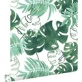 ESTAhome Tapete Gemalte Tropische Dschungelblätter Smaragdgrün 53 Cm X 1005 Cm 138886