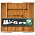 Loco Bird Besteckkasten für Schubladen aus Bambus (Schubladeneinsatz für Küchenschubladen, Nützlicher Besteckeinsatz fur Küchen), Ausziehbar bis zu 7/9 Fächern 33.7 cm x 5 cm x 44.5 cm
