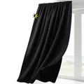 BEAUTEX Verdunkelungsgardine mit Kräuselband U-Band, Blackout Vorhang Blickdicht abdunkelnd, Größe und Farbe wählbar (Breite: 140 cm, Höhe: 145 cm, Schwarz)