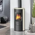 Justus Kaminofen Austin 5 Holzofen Schwarz Kalkstein Cream 5,0 kW raumluftunabh.