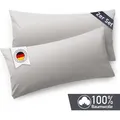 Blumtal Kissenbezug 40 x 80 cm (2er Set) - Hellgrau - 100% Baumwoll-Jersey mit Reißverschluss - Hellgrau