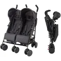 X Adventure Zwillingsbuggy / Duo Buggy / Doppel-Kinderwagen / Geschwisterwagen - leichtes Aluminium-Gestell - zwei verstellbare Rückenlehnen - Sch... - Schwarz
