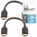 valonic kurzes HDMI Kabel - 2er Pack, 20cm (10cm Kabel + 10cm Steckerlänge) - 4k, ARC, UHD, Full HD, Ethernet, schwarz, TV Kabel, Monitorkabel, short hdmi cable für PS5, PC, Switch