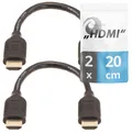 HDMI Kabel, 20cm kurz, Doppelpack, Full HD, Ethernet