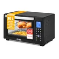 TZS First Austria - Minibackofen Digital 30L 1600W - Mini Backofen stufenlose Temperaturregelung bis 230°C - Miniofen 60 Min-Timer, 3 Einschubhöhen, Backblech & Grillrost - Für kleine Küchen & Camping