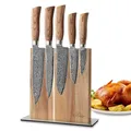 Wakoli EDIB Pro Messer Set - magnetischer Messerblock | Küchenmesser 5-teilige, 8–20 cm aus 67 Lagen Damaststahl mit VG10-Kern | Damastmesser Set mit Pakkaholzgriffe | Messerset für Fleisch & Gemüse