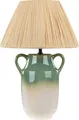BELIANI Tischlampe Grün-Weiß Keramik Vasenform 53 cm Papierschirm Kegelform Natürlich Langes Kabel mit Schalter Modern Boho Beleuchtung Leuchte