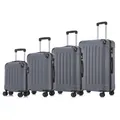 Suitcase Set, Rollkoffer Handgepäck, Kofferset, mit 4 Rollen 360°, Hartschalenreise Zahlenschloss, Weicher Gummigriff (4er Set, S,M,L&XL,Grau)