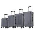 YONSLY Koffer Suitcase Set, Trolley Reisekoffer, Rollkoffer Handgepäck, Kofferset, Gepäckset mit 4 Rollen 360°, Hartschalenreisekoffer, Zahlenschloss, Weicher Gummigriff (4er Set, S,M,L&XL, Grau)