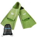 Aqua Speed RECO Set HIGH TECH Kurze Schwimmflossen für Erwachsene und Kinder + ULTRAPOWER #Swim Beutelrucksack | Herren | Damen | Trainingsflossen | Farbe:limetten lagune/12, Größen:33/34
