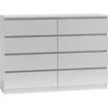 Roe Furniture | Kommode - 8 Schubladen - 140 cm - Weiß Matt - Minimalistisches Design - Hochwertige Verarbeitung - Sideboard - Weiß