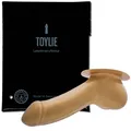 Frei Haus: Toylie Latex Penishülle Adam Gold mit Basisplatte, Einstieg 5.5cm