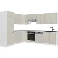 Vicco Fame-Line Eckküche GrauBeige/Weiß 227 x 287 cm AP Marmor ohne E-Geräte