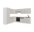 Vicco Winkelküche Fame-Line, GrauBeige/Weiß/Weiß, 227 x 287 cm, AP Marmor