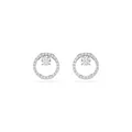 Swarovski Constella Ohrstecker, Weiße, Rhodinierte Ohrringe mit Strahlenden Swarovski Kristallen im Rundschliff