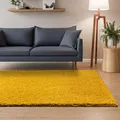 Interiyou Hochflor Teppich Sofia - 133x190 cm Gelb - flauschig und einfarbig - waschbar und rutschfest - weicher Langflor