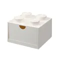 LEGO Desk Drawer 4 Knobs Weiß - Stapelbare Aufbewahrungsbox, 158x158x113 mm, 2,9L Kapazität, Schreibtischaufbewahrung, Kinderzimmer, Büro