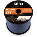 GO!elements Abspannleine Paracord 550 - 4mm, Paracord 550 aus reißfester Nylonschnur blau|grau 100m