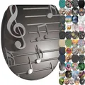 Sanilo WC Sitz mit Absenkautomatik, viele neue Toilettendeckel zur Auswahl, hochwertige Oberfläche, einfache Montage, stabile Scharniere (Musical Notes)
