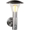 Wandleuchte mit Bewegungsmelder Außenleuchte Wandlampe Fassadenleuchte, Edelstahl silber, 1x E27, L 30,5 cm
