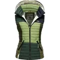 Navahoo Steppweste Shadaa Multikulti Ärmellose Damen Weste im Colourblocking-Stil und Kapuze bunt|grün S (36)