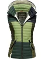 Navahoo Damen Steppweste leicht mit Abnehmbarer Kapuze Colourblocking-Stil Shadaa Multikulti Multicolour Green Forest Gr. S