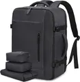 Großer Reiserucksack Handgepäck 45L für Herren Damen, 18 Zoll Laptop Rucksack Wasserdicht Dunkelgrau