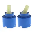 2x Keramikscheiben-Kartusche, 40 mm, Kunststoff-Badewanne, Duschhebel, Mischbatterie, Badezimmer-Waschbecken, Reparatur, Ersatz