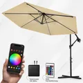 Luxus LED Sonnenschirm mit RGB Beleuchtung inkl. Fernbedienung, APP Steuerung, Ampelschirm, Garten Schirm 300 cm - creme