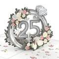 papercrush® Pop-Up Karte Silberhochzeit - 3D Glückwunschkarte zur silbernen Hochzeit mit Rosen, Edle Glückwunschkarte zum 25. Hochzeitstag für Frauen & Männer, Besondere Verpackung für Geldgeschenk