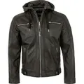 Bruno Banani - Herren Lederjacke Kapuze Lammnappa schwarz : 58 - Schwarz - 58