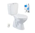 Belvit Tiefspül-WC Stand WC Taharet Funktion senkrechter Bodenabgang WC Set Softclose, Sitz Spülkasten Dusch WC Hygiene Keramik Komplett Toilette