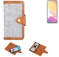 K-S-Trade Handyhülle für Cubot Note 21, Handyhülle Schutzhülle Filz-Hülle Kunst-Leder hellgrau braun